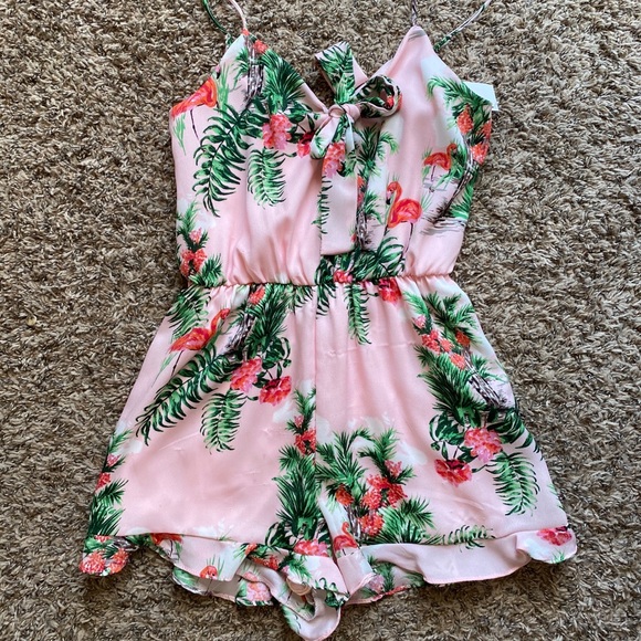 Nana Macs Pink Hawaiian Print Romper - Picture 1 of 4